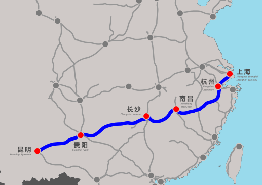 历时8年！全长2266公里沪昆高铁全线轨通(图)